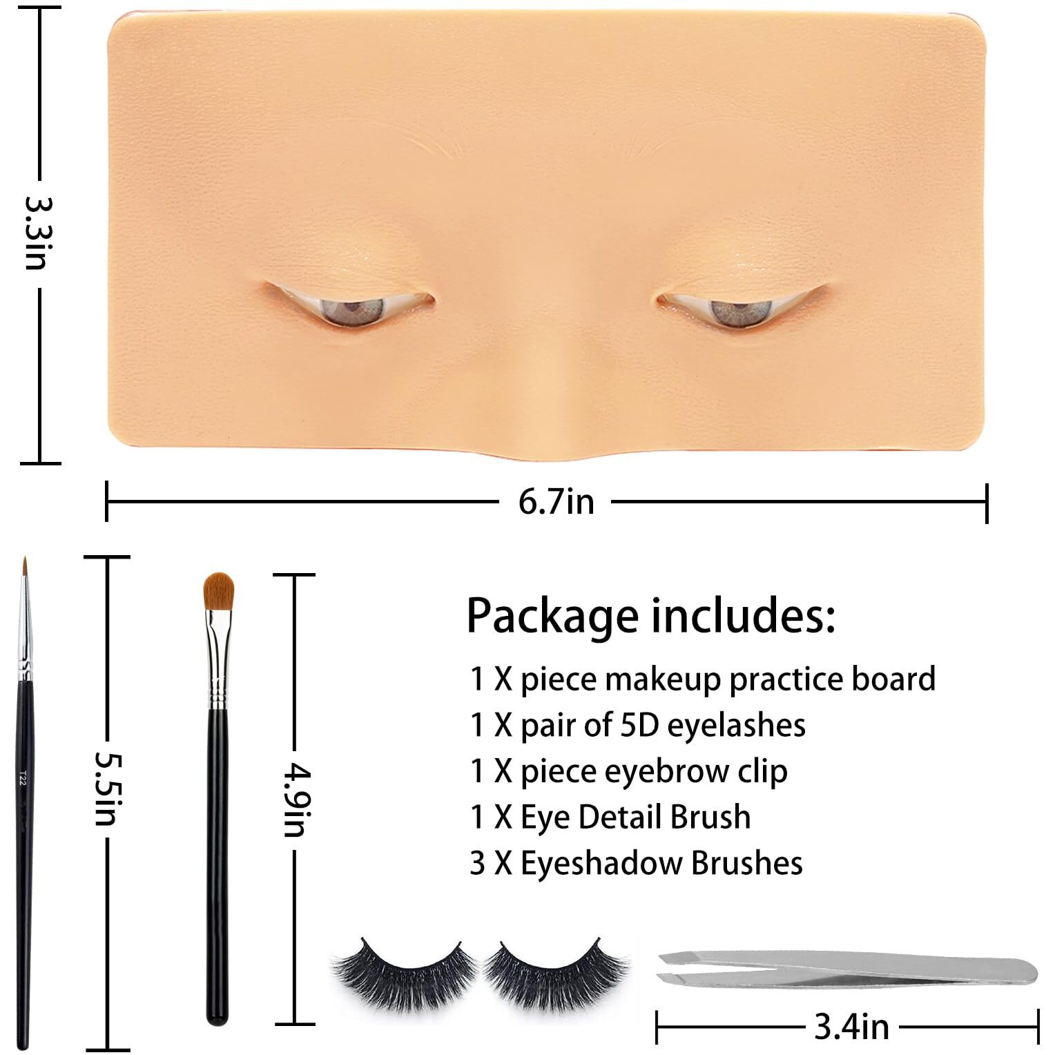 Gfpgyq 3D Eye Makeup Face Practice Board  Perfect Aid To Makeup Practicing Face Board  Reusable Silicone Face To Practice Makeup Mannequin For Beginners To Practice Eyesmakeup Kit (White)