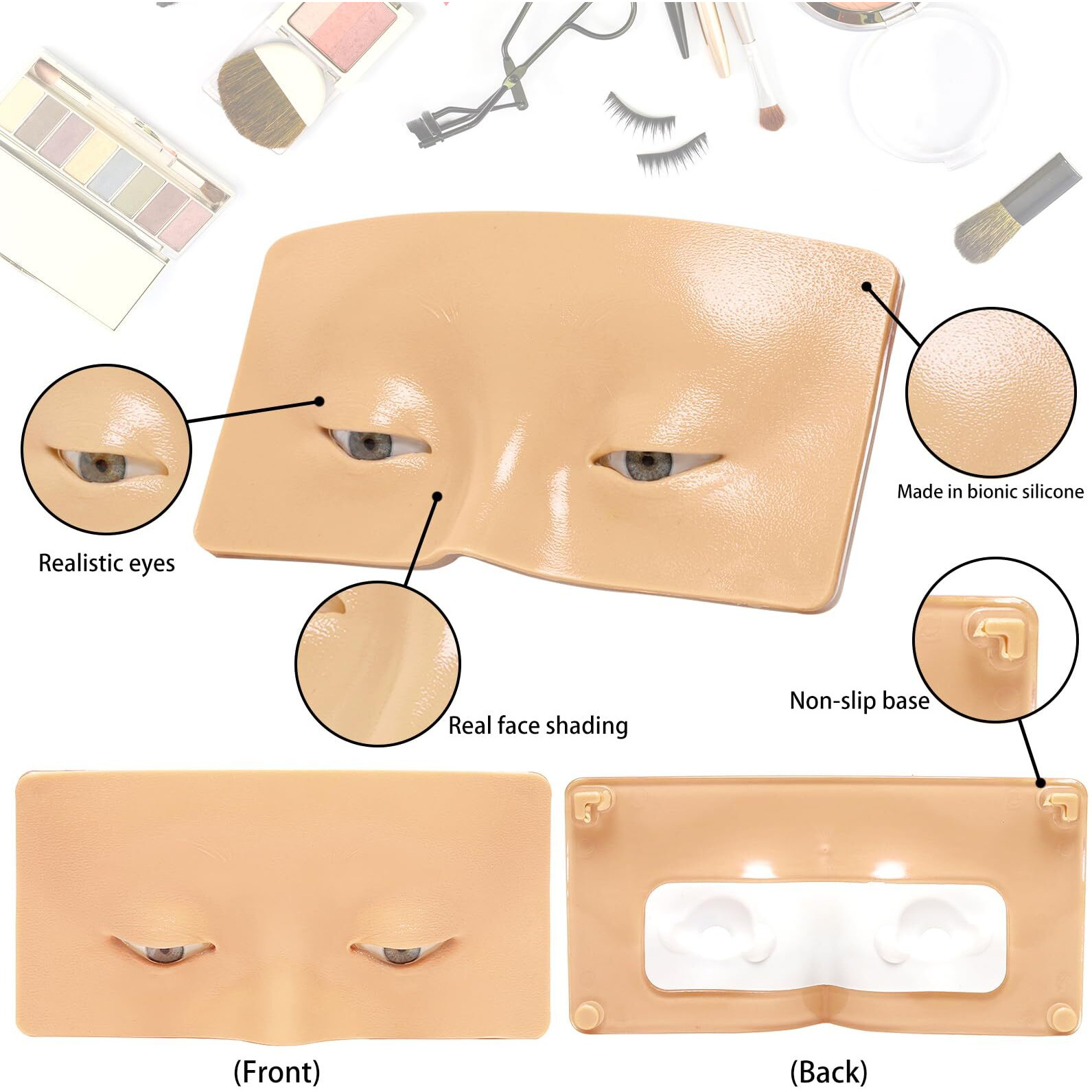 Gfpgyq 3D Eye Makeup Face Practice Board  Perfect Aid To Makeup Practicing Face Board  Reusable Silicone Face To Practice Makeup Mannequin For Beginners To Practice Eyesmakeup Kit (White)