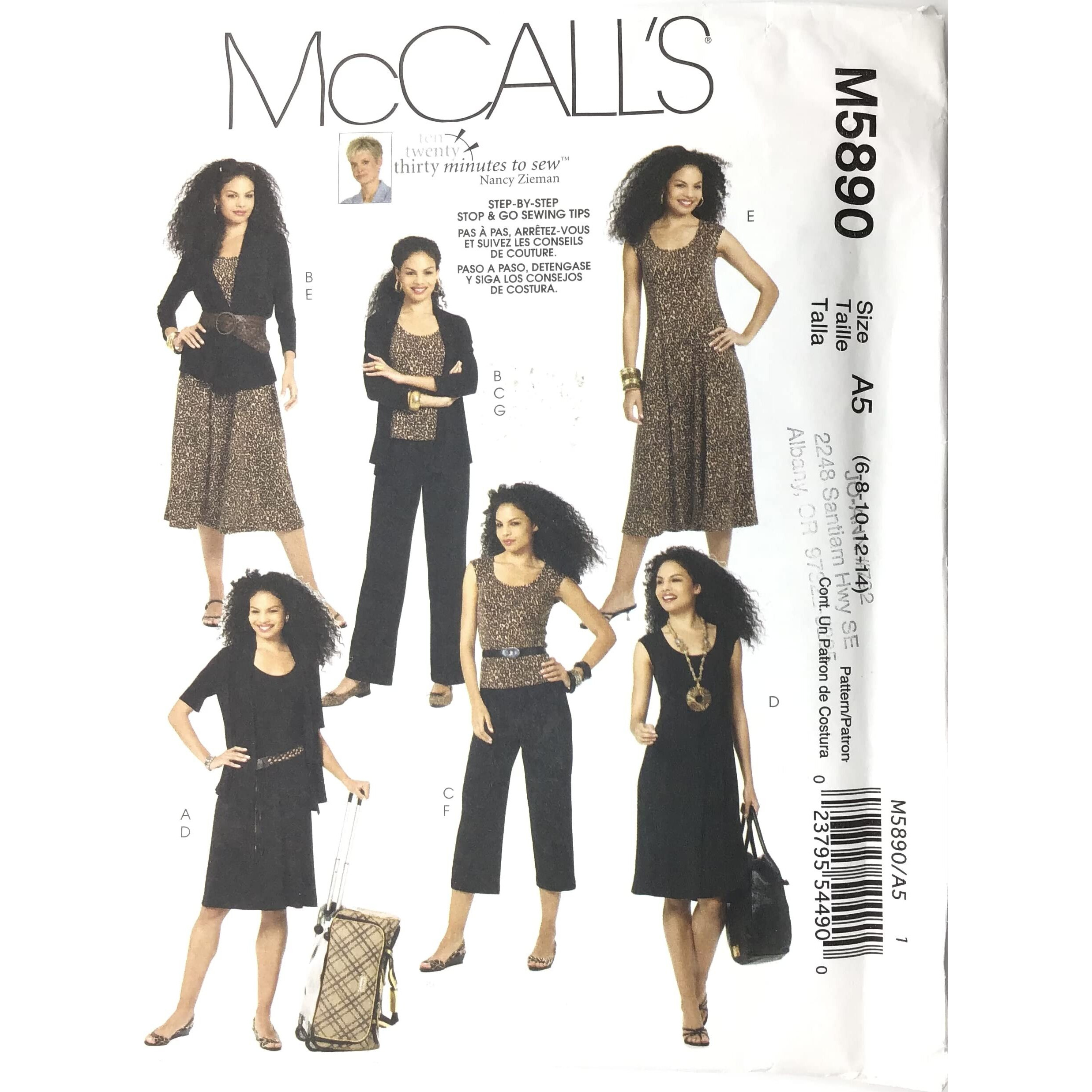 Mccall's Patterns M5890 Misses' Jackets  Top  Dresses And Pants In 2 Lengths  Size A5 (6-8-10-12-14)