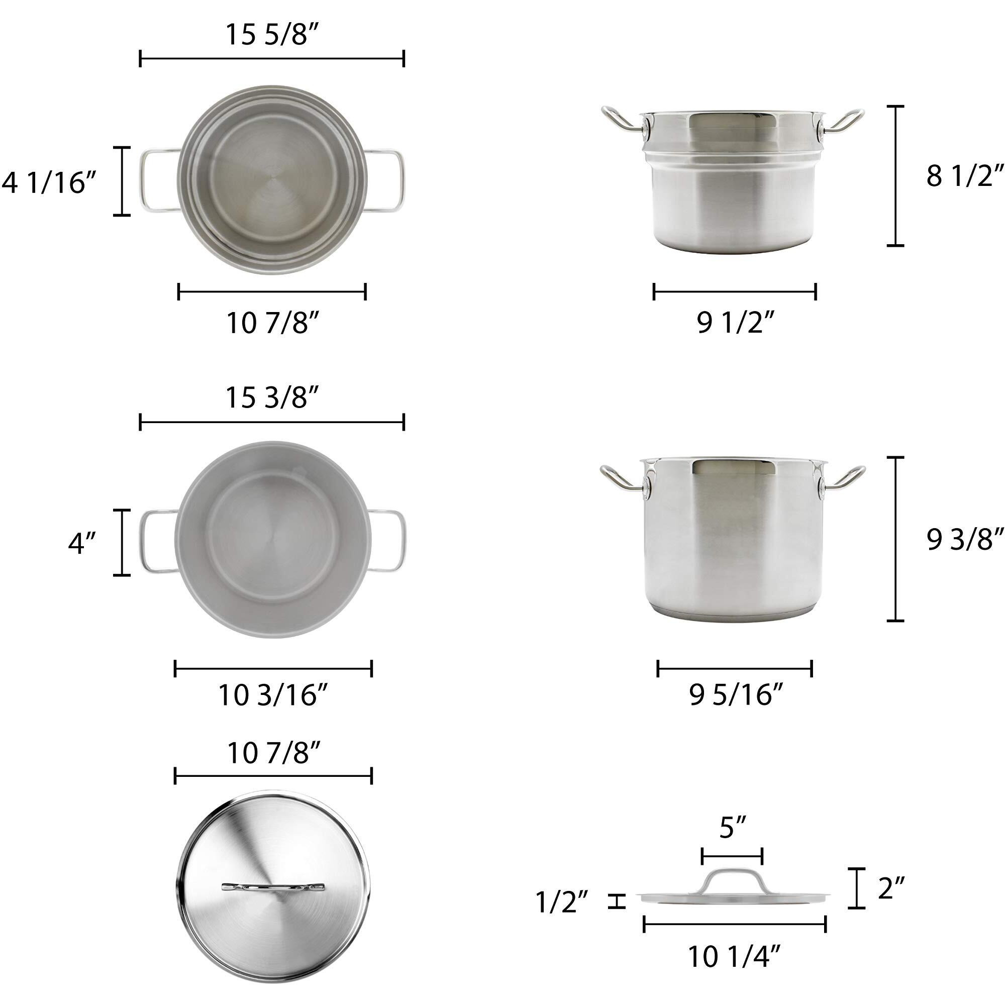 Thunder Group 12 Quart 18/8 Stainless Steel Double Boiler (3 Pcs Set)  Comes In Each