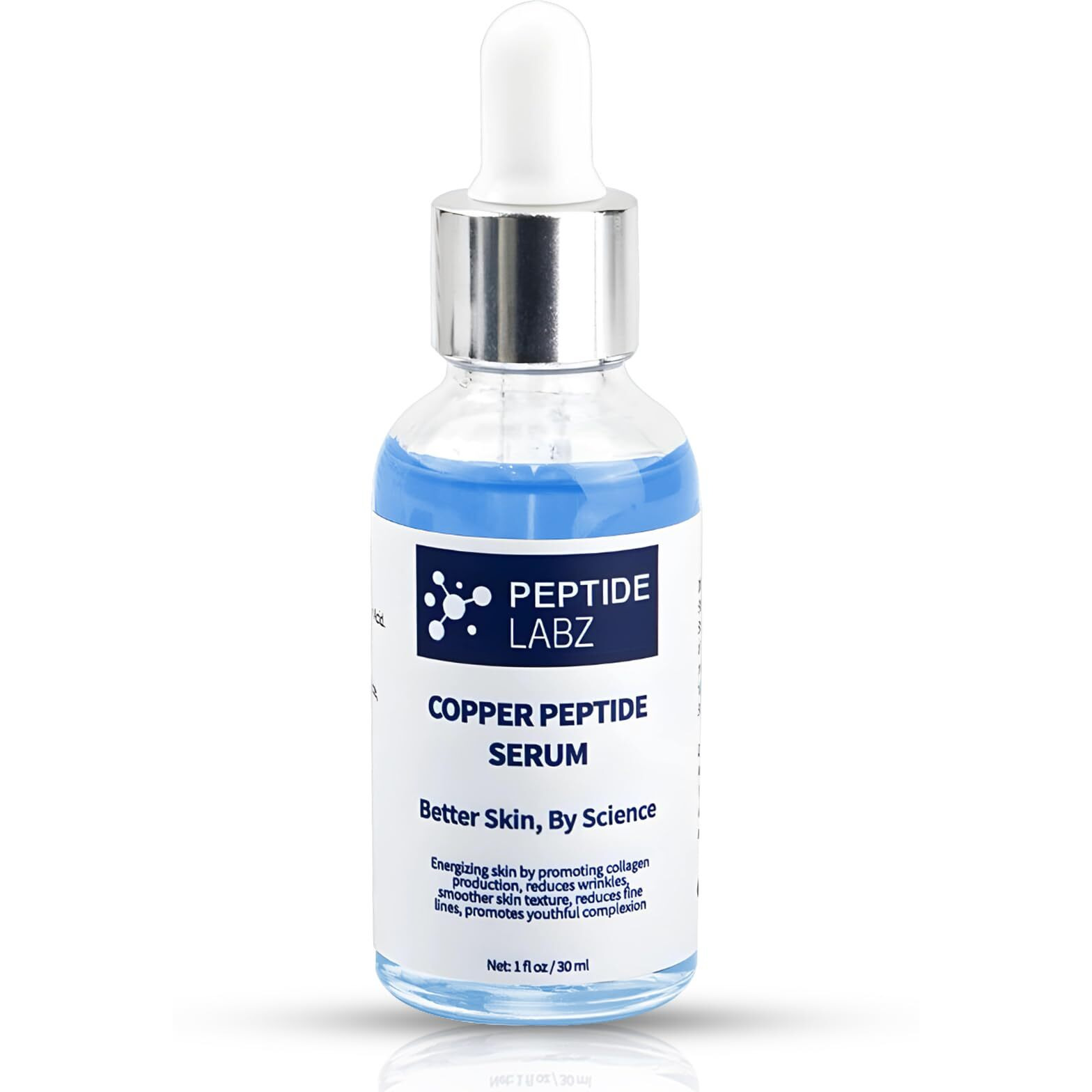 Peptidelabz Copper Peptide Ghk- Cu 12% Serum For Face - Anti Wrinkle - Increase Collagen - 1Oz/30Ml - Anti Aging For Skin  Blue