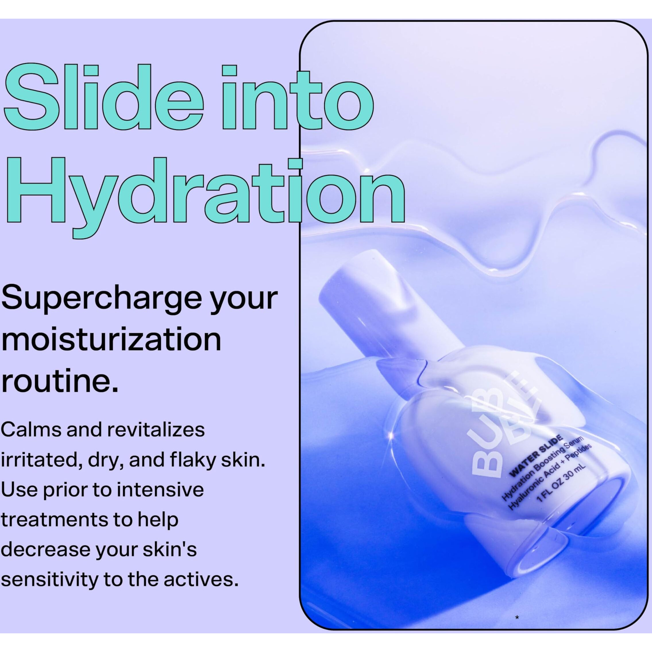 Bubble Skincare Water Slide Hyaluronic Acid Serum - Hydrating Face Serum For Skin Barrier Repair - Helps Reduce Signs Of Redness & Revitalizes Dry Skin - Suitable For All Skin Types (30Ml)