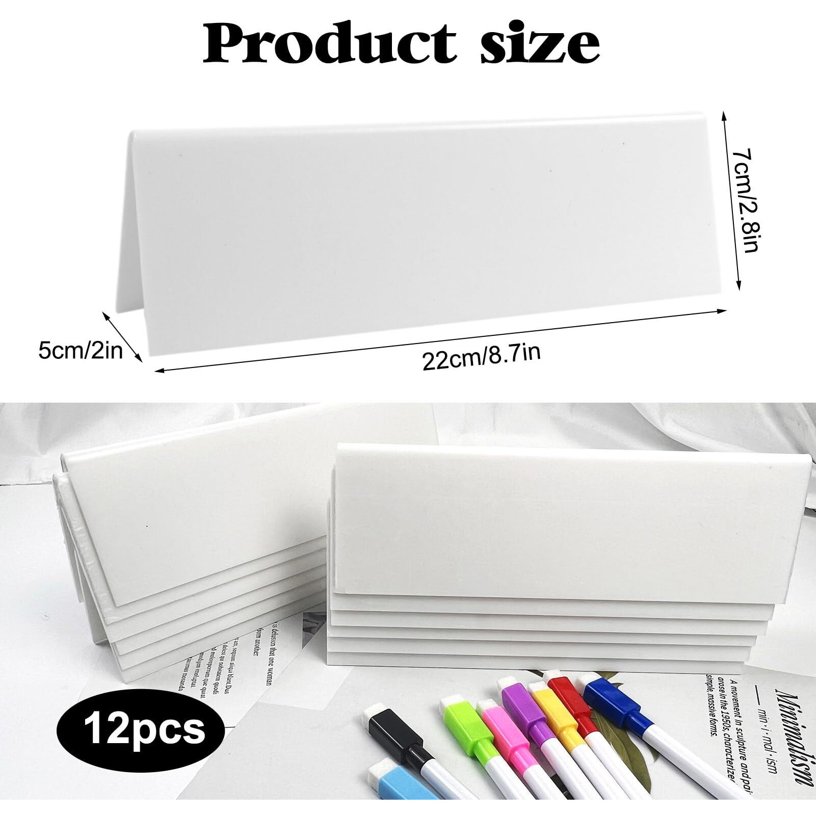 12 Sets Reusable Dry Erase Name Tent Cards With Colorful Markers Wipe Clean Desk Name Tags Guest Name Plate For Weddings Meetings Classroom Office Workplace