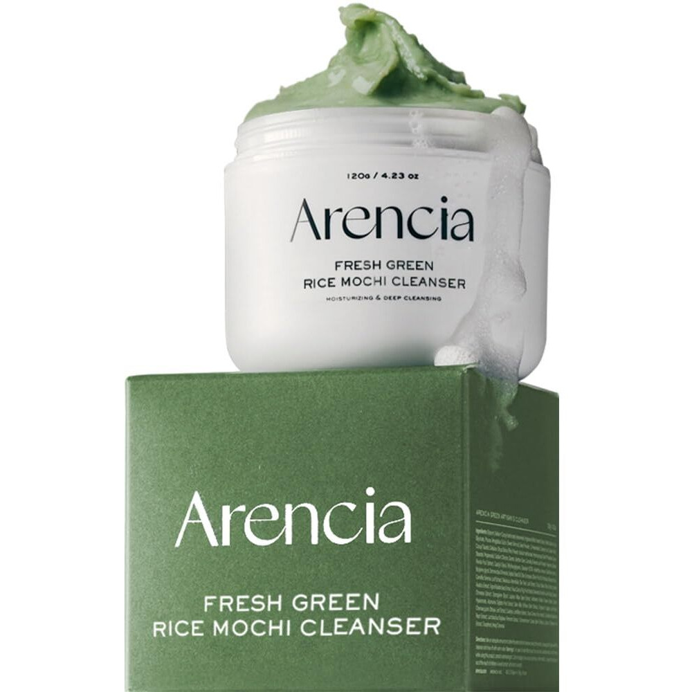 Arencia Korean Rice Mochi Face Cleanser & Daily Scrub - Moisturizing  Brightening & Deep-Cleansing - All Skin Types  Vegan  Organic - With Rice Powder  Rice Water & Green Tea (4.23Oz)