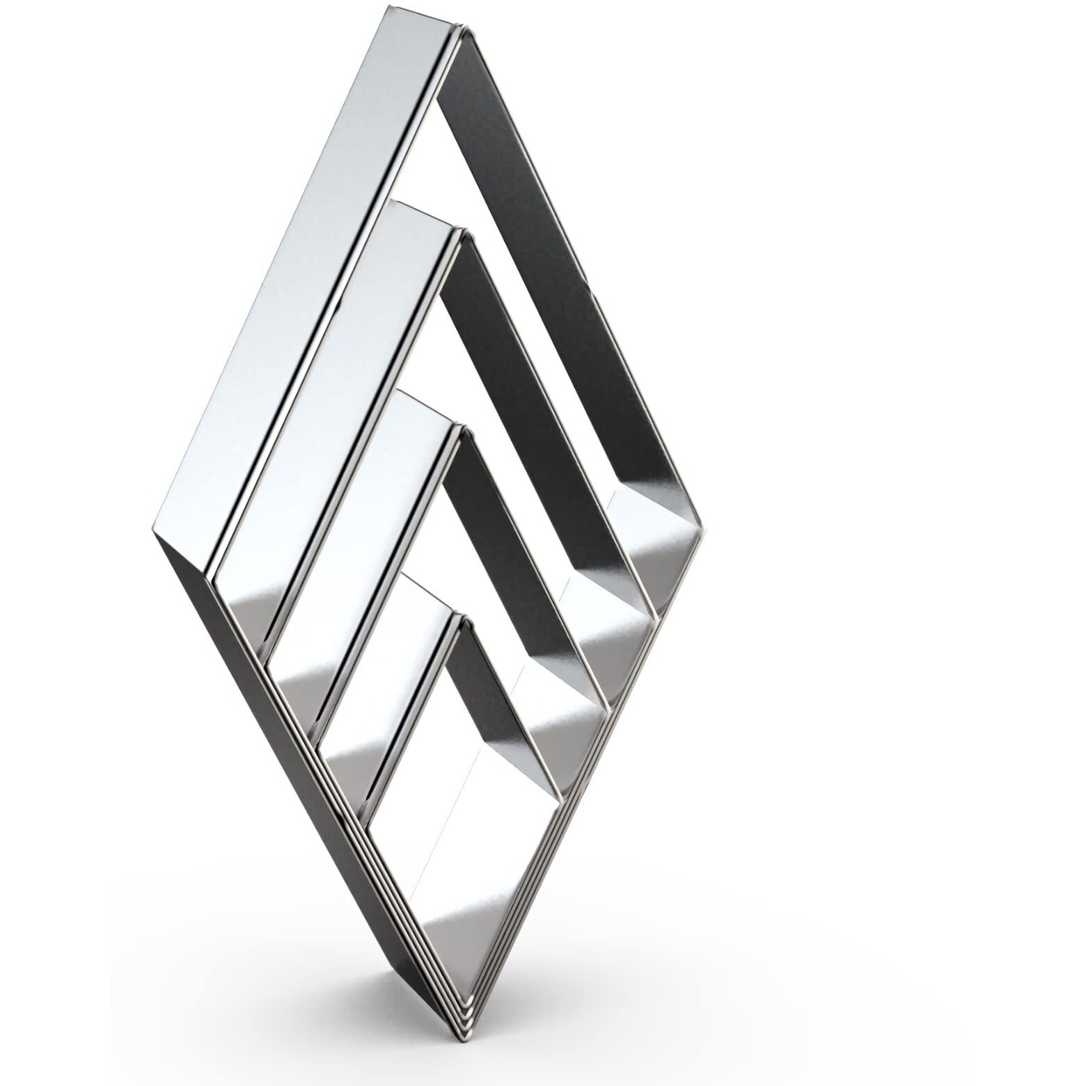 Rhombus Diamond Cookie Cutter Set Assorted Sizes Large Small Mini - 5 Inch  4 Inch  3 Inch  2 Inch - 4 Piece Geometric Frame Plaque Cookie Cutters Shapes Molds - Stainless Steel