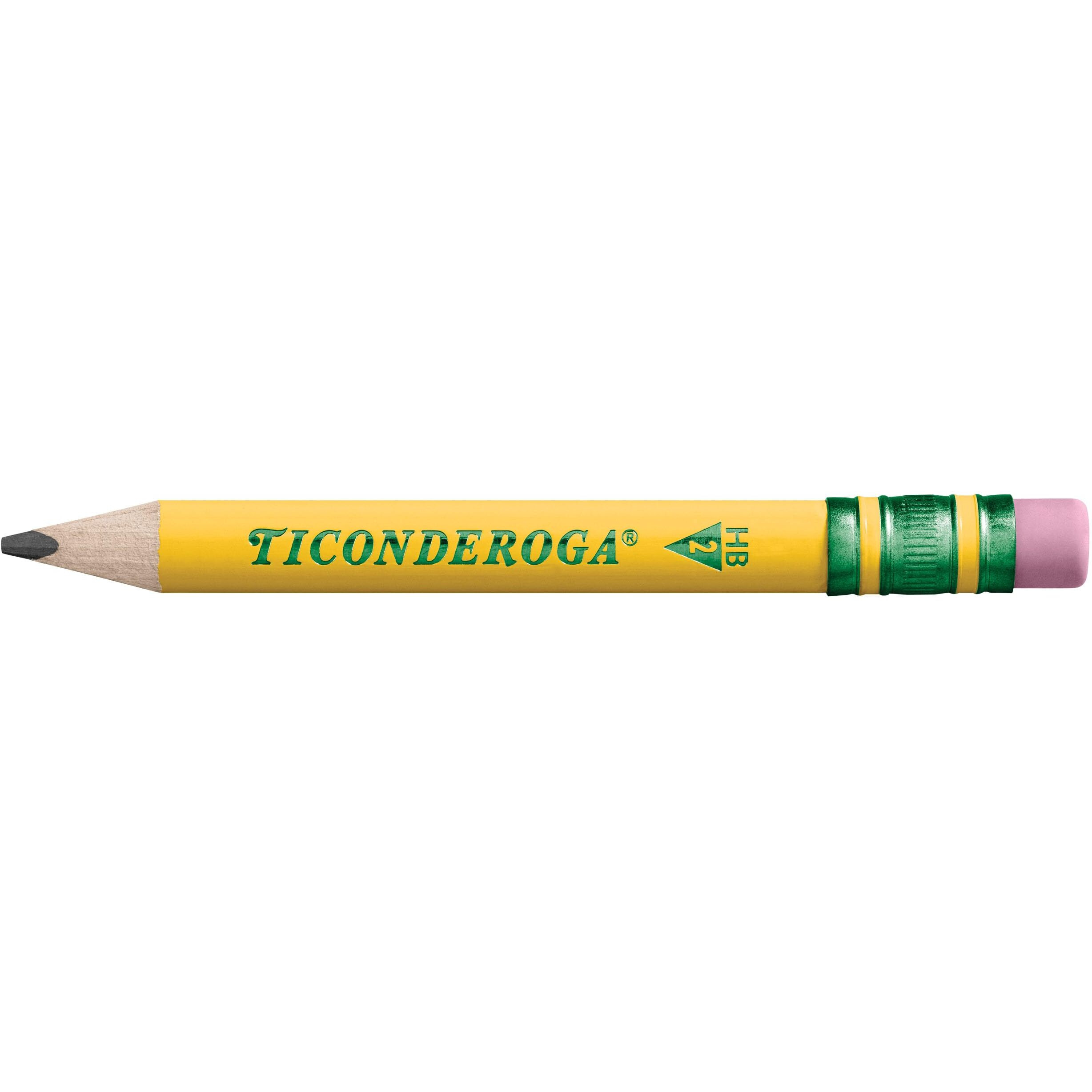 Ticonderoga My First Short Triangular Wood-Cased Pencils  2 Hb Soft  With Erasers  Yellow  12 Count