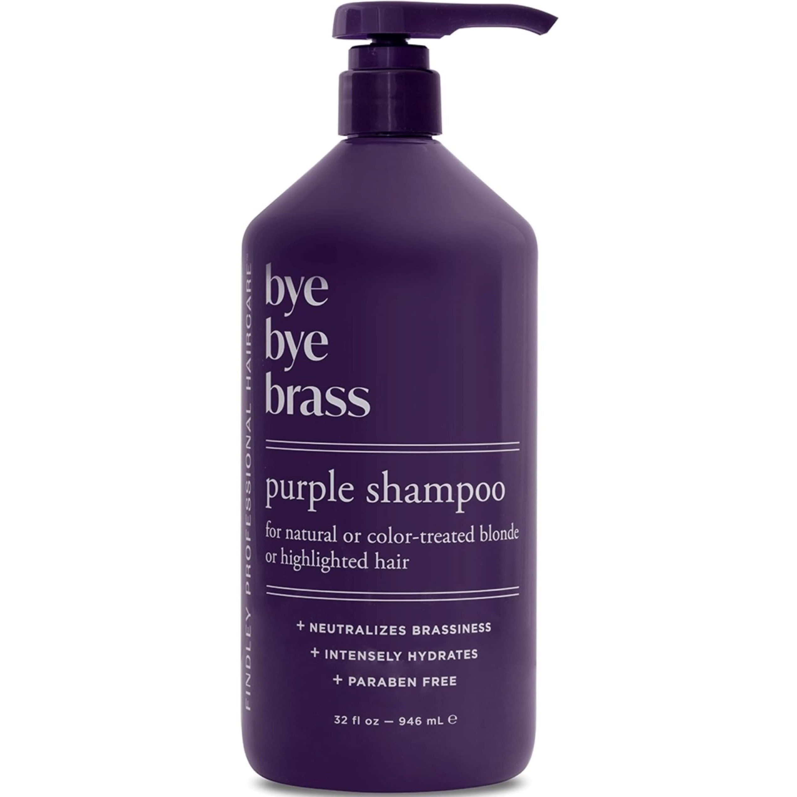 Findley Bye Bye Brass Purple Shampoo For Natural Or Dyed Blonde Or Highlighted Hair - With Avocado Oil & Castor Oil | Neutralizes Brassiness | Gently Cleanses | Paraben Free (32 Oz)
