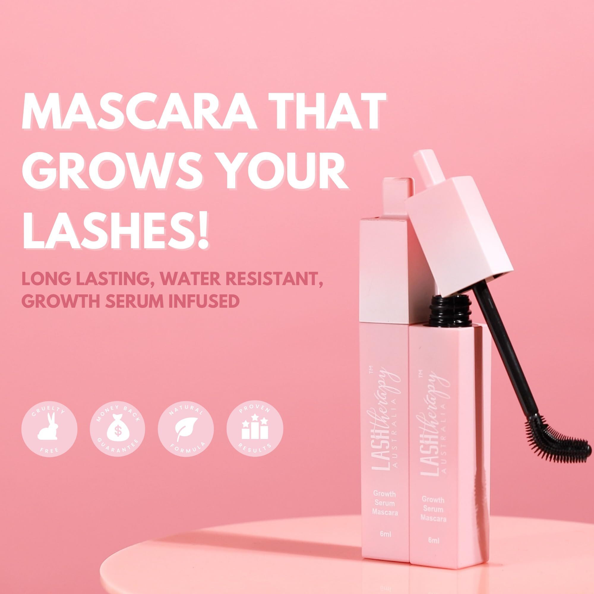 Lash Therapy Australia Every Lash Growth Serum Mascara Black Volume And Length  Cruelty Free & Vegan Waterproof Eye Makeup  Tubing Mascara  Natural Mascara For Sensitive Eyes  6Ml