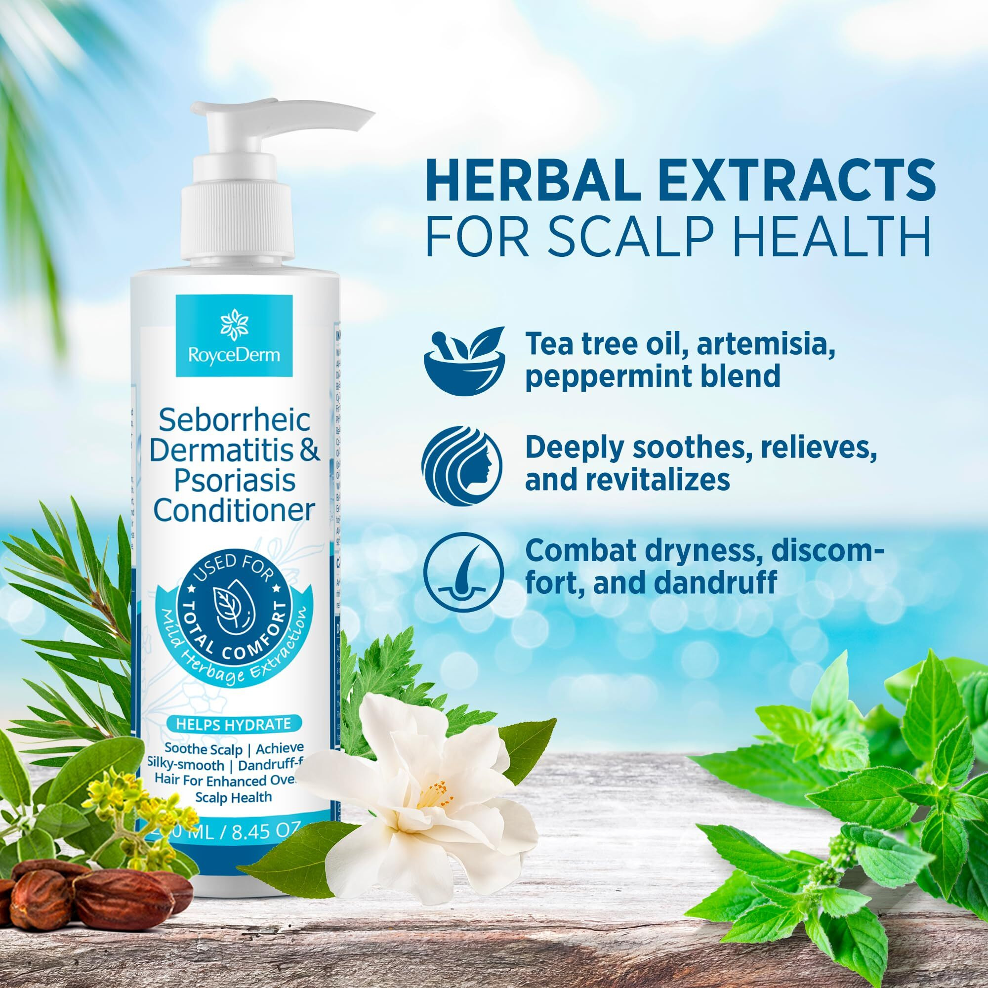 Roycederm Seborrheic Dermatitis Psoriasis Conditioner Scalp Treatment For Folliculitis Psoriasis Dry Itchy Scalp Oily Hair - Dandruff Conditioner For Healthy Hair