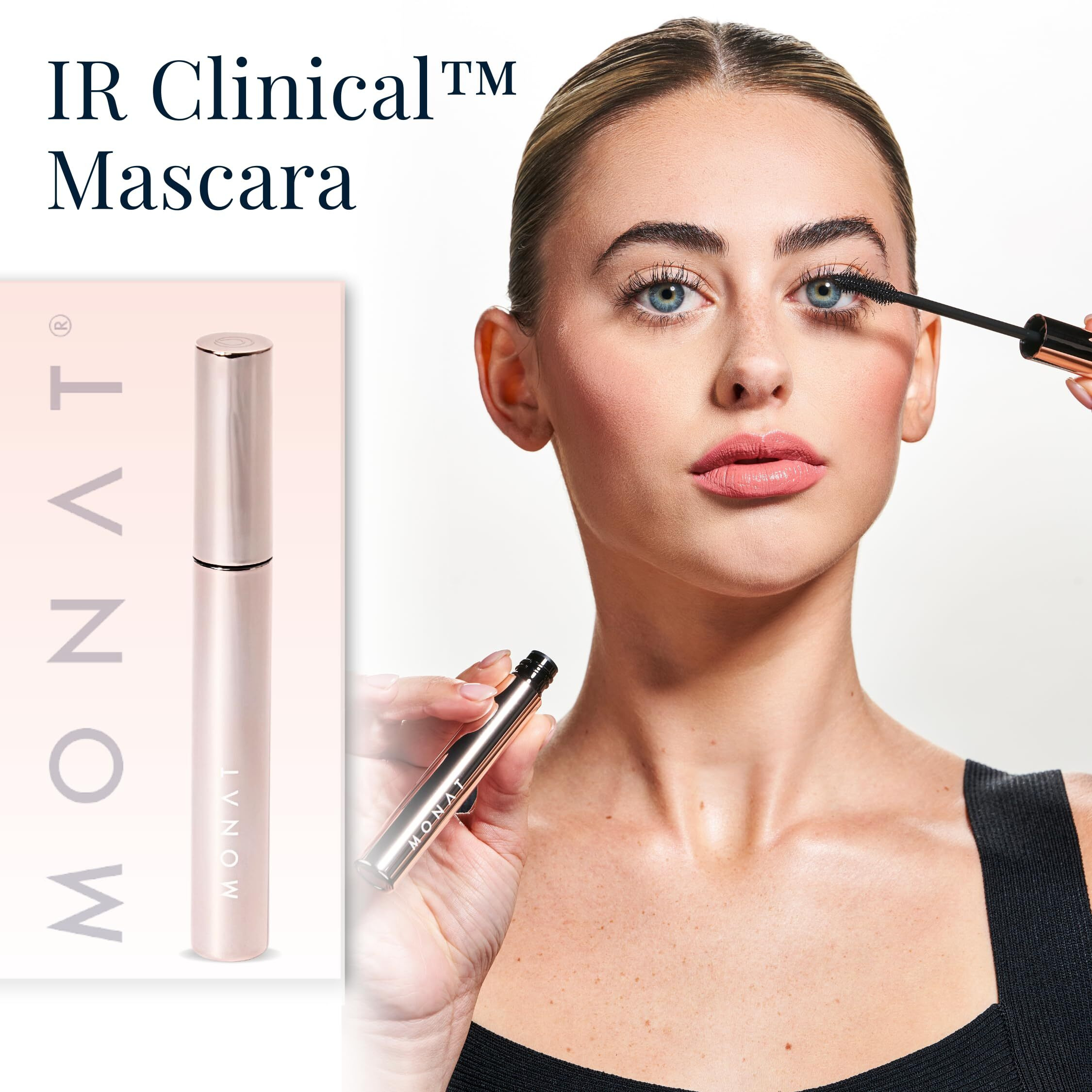 Monat Ir Clinical Mascara - Lash Enhancing & Volume Boosting Mascara - Lengthening Mascara - Smudge Resistant Non-Flaky Natural Beauty Product - Long Lasting Mascara For Healthy & Strong Lashes