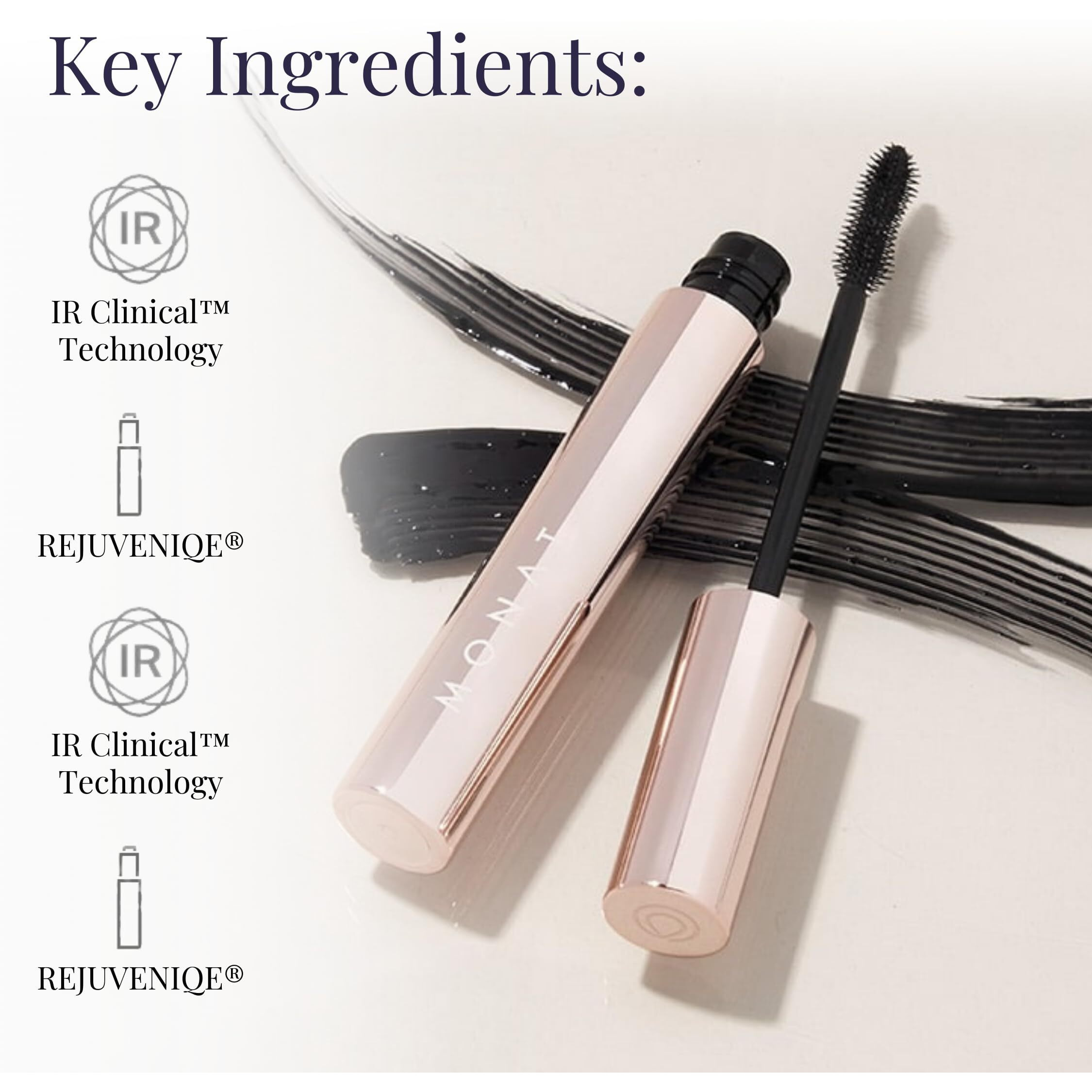 Monat Ir Clinical Mascara - Lash Enhancing & Volume Boosting Mascara - Lengthening Mascara - Smudge Resistant Non-Flaky Natural Beauty Product - Long Lasting Mascara For Healthy & Strong Lashes