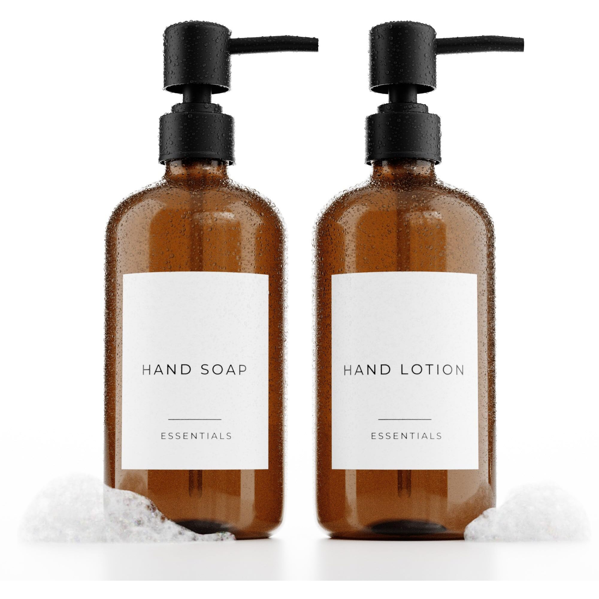 Stylish Soap Dispenser Set Of 2 For Kitchen Or Bathroom - Quality 21Oz Dish And Hand Soap Dispensers - Extra Durable Amber Dispensers Perfectly Enhance Your Bathroom Or Kitchen