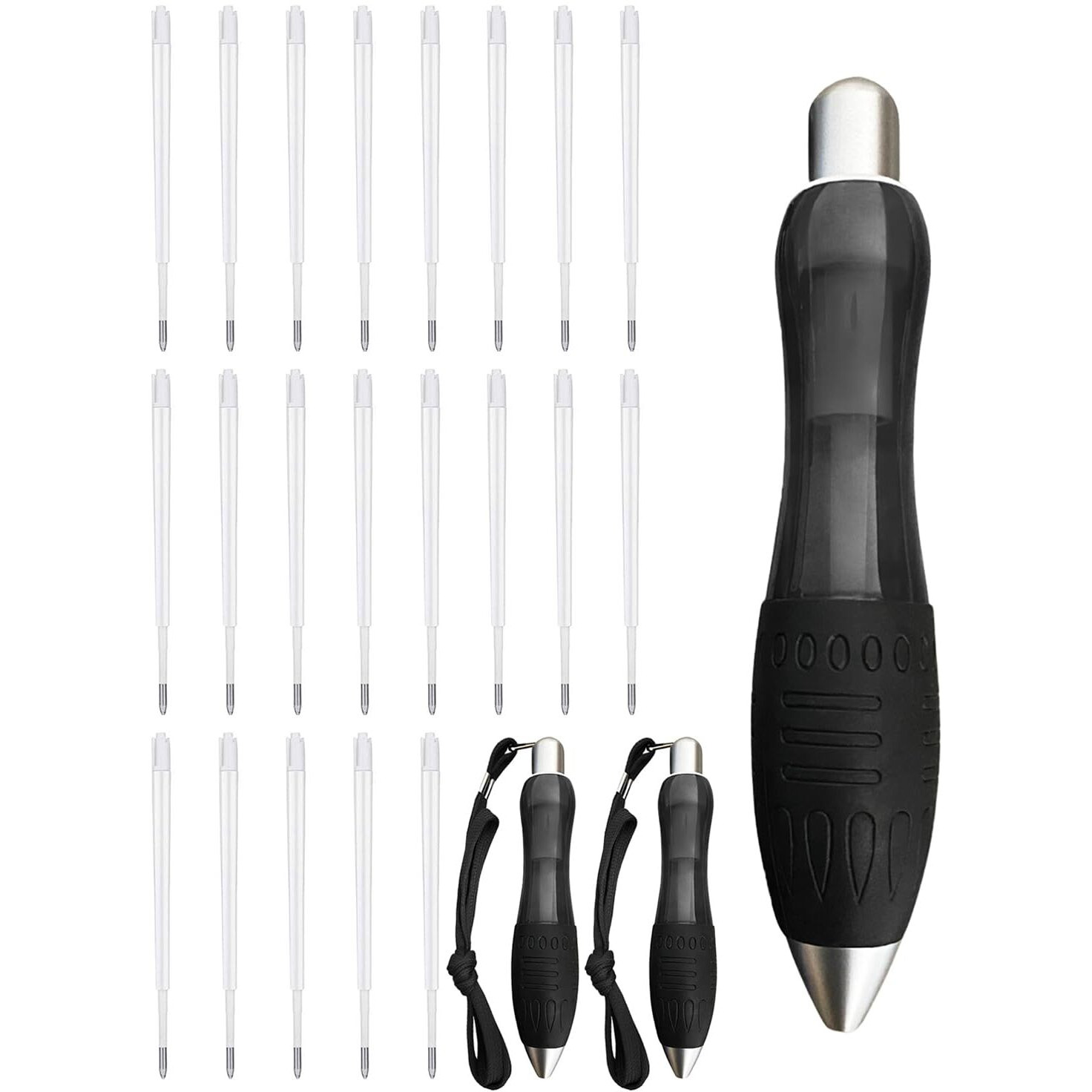 Lyforx 24-Pack Big Fat Pens Aids Writing For Tremor  Arthritis  Parkinson  Handicap  Carpal Tunnel Large Wide Grip Pens Black (3 Pens + 12Black Refills + 9 Blue Refills)