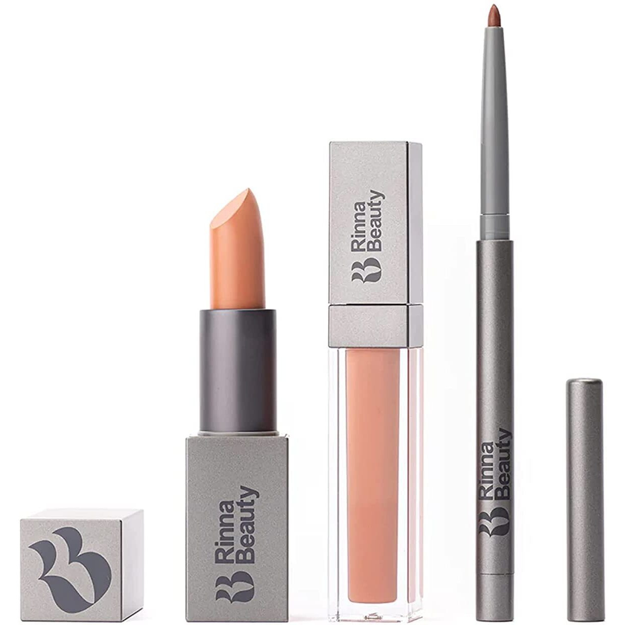 Rinna Beauty Icon Lip Kit - No Apologies - All-In-One Lip Kit - Includes Lipstick  Lip Gloss  And Lip Liner - Nude Coral Look - Vegan  Long-Lasting  Anti-Aging & Moisturizing  Cruelty-Free - 1 Each