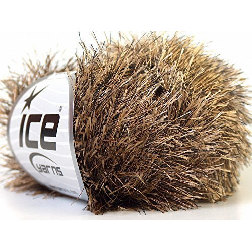 Camel & Brown Eyelash Yarn 50 Gram Ice 22749