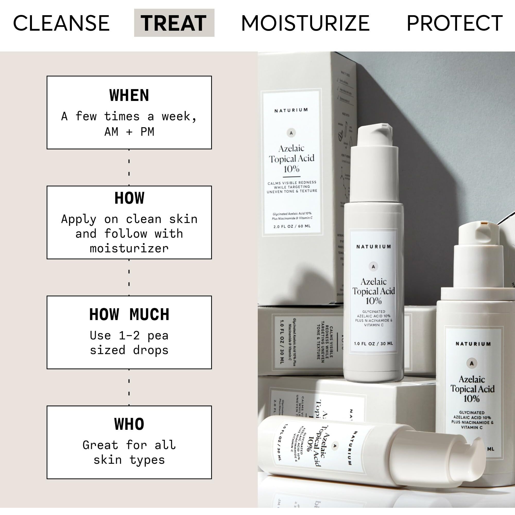 Naturium Azelaic Topical Acid 10%  Face & Skin Care Beauty Treatment With Niacinamide & Vitamin C  1 Oz