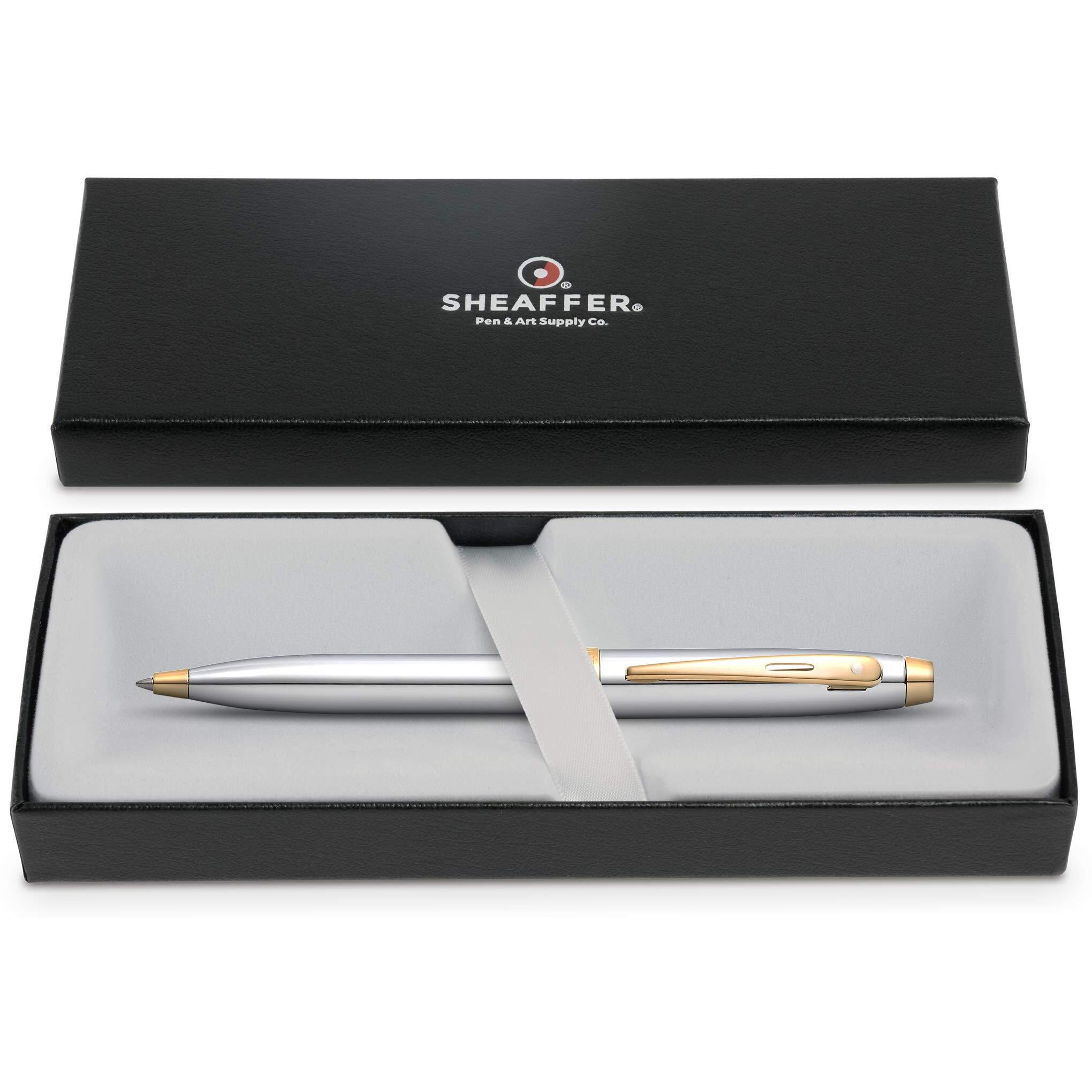 Sheaffer 100 Chrome Ballpoint Pen With Gold Tone Trim