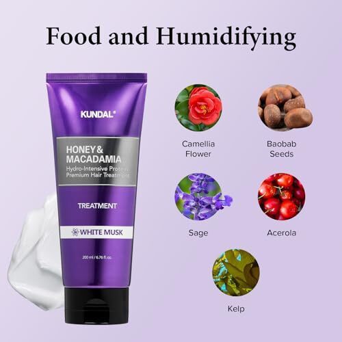 Kundal Cherry Blossom Honey&Macadamia Hydro-Intensive Protein Premium Nature Hair Treatment 6.76 Fl Oz