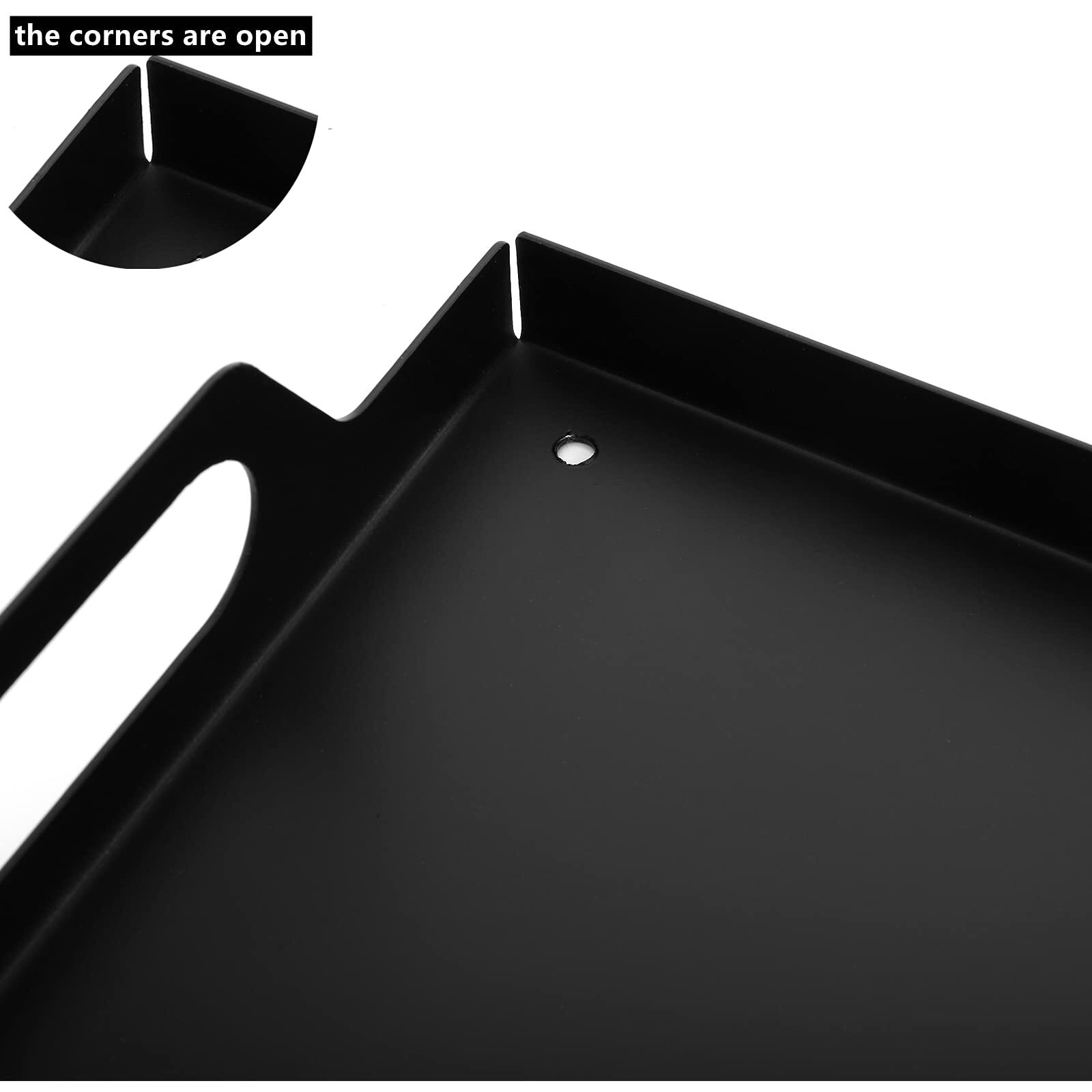 Peohud 2 Pack Black Metal Serving Tray  Decorative Coffee Table Tray With Handles  Vanity Platter Breakfast Tray For Eating  Storing  Bedroom  Kitchen  Living Room  Bathroom