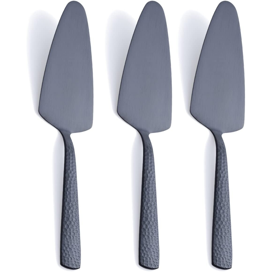 Fullyware Matte Black Cake Pie Server  9.4-Inch Stainless Steel Heavy Duty Pizza Spatula  Satin Finish  Set Of 3
