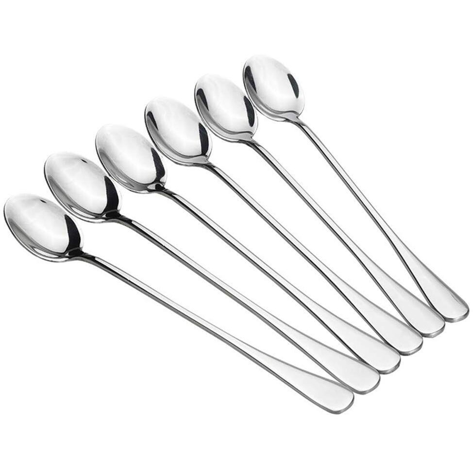 20 Piece Long Handle Iced Tea Spoon  Stainless Steel Coffee Mixing Spoons - Long Cream Dessert Spoons