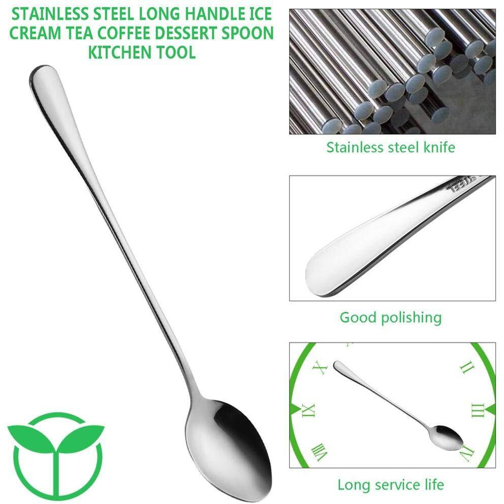 20 Piece Long Handle Iced Tea Spoon  Stainless Steel Coffee Mixing Spoons - Long Cream Dessert Spoons