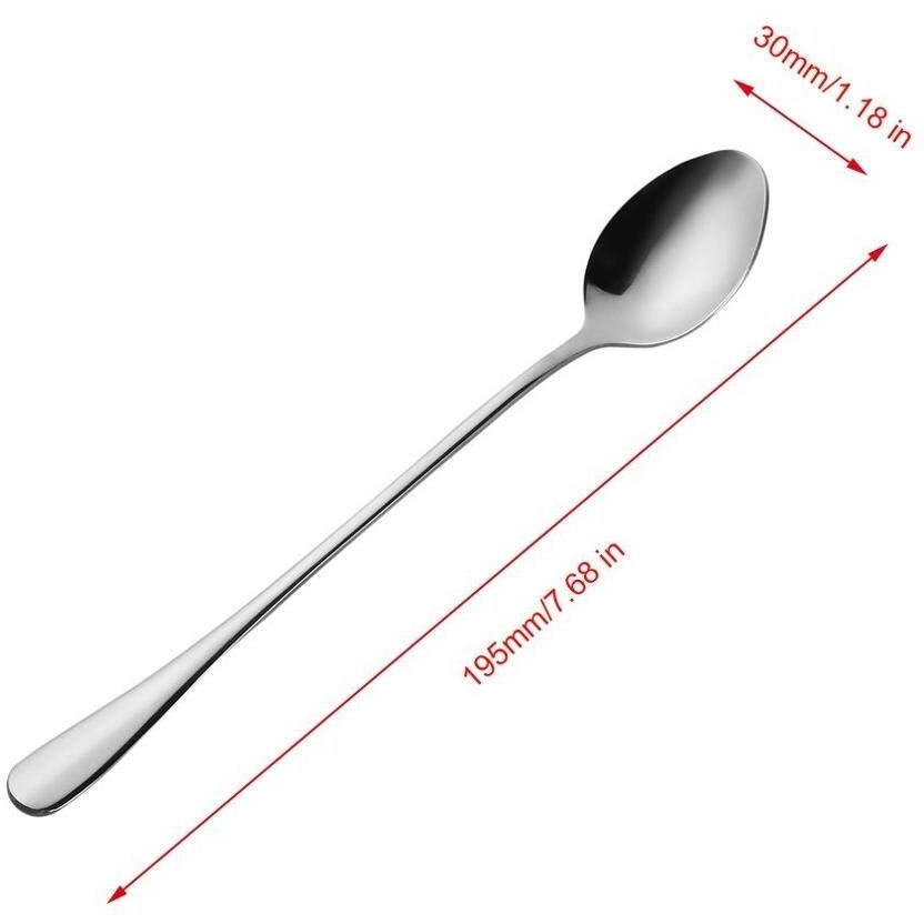 20 Piece Long Handle Iced Tea Spoon  Stainless Steel Coffee Mixing Spoons - Long Cream Dessert Spoons