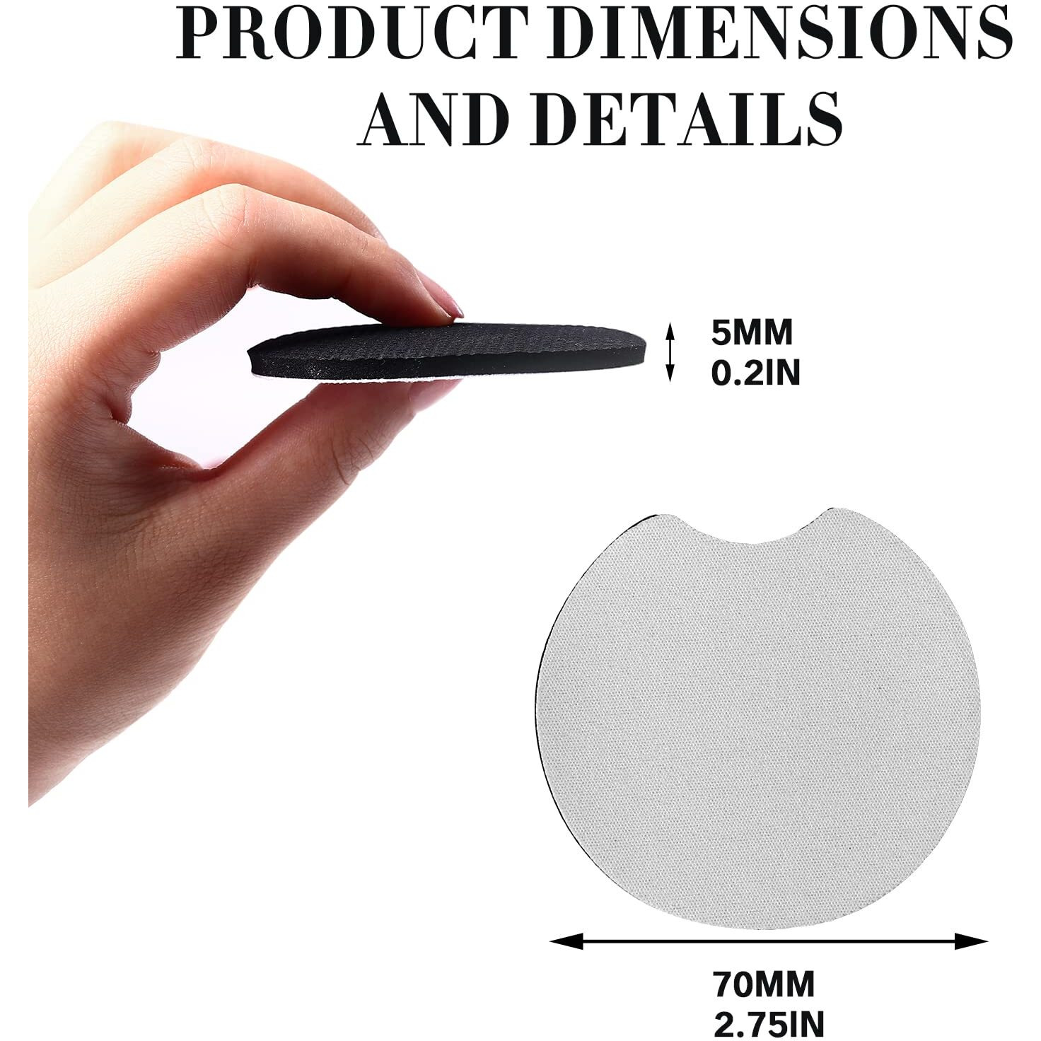 100 Pcs Sublimation Blank Car Coasters  2.75 In Circular Opening Blank Sublimation Coasters For Thermal Sublimation Diy Crafts Car Coasters.