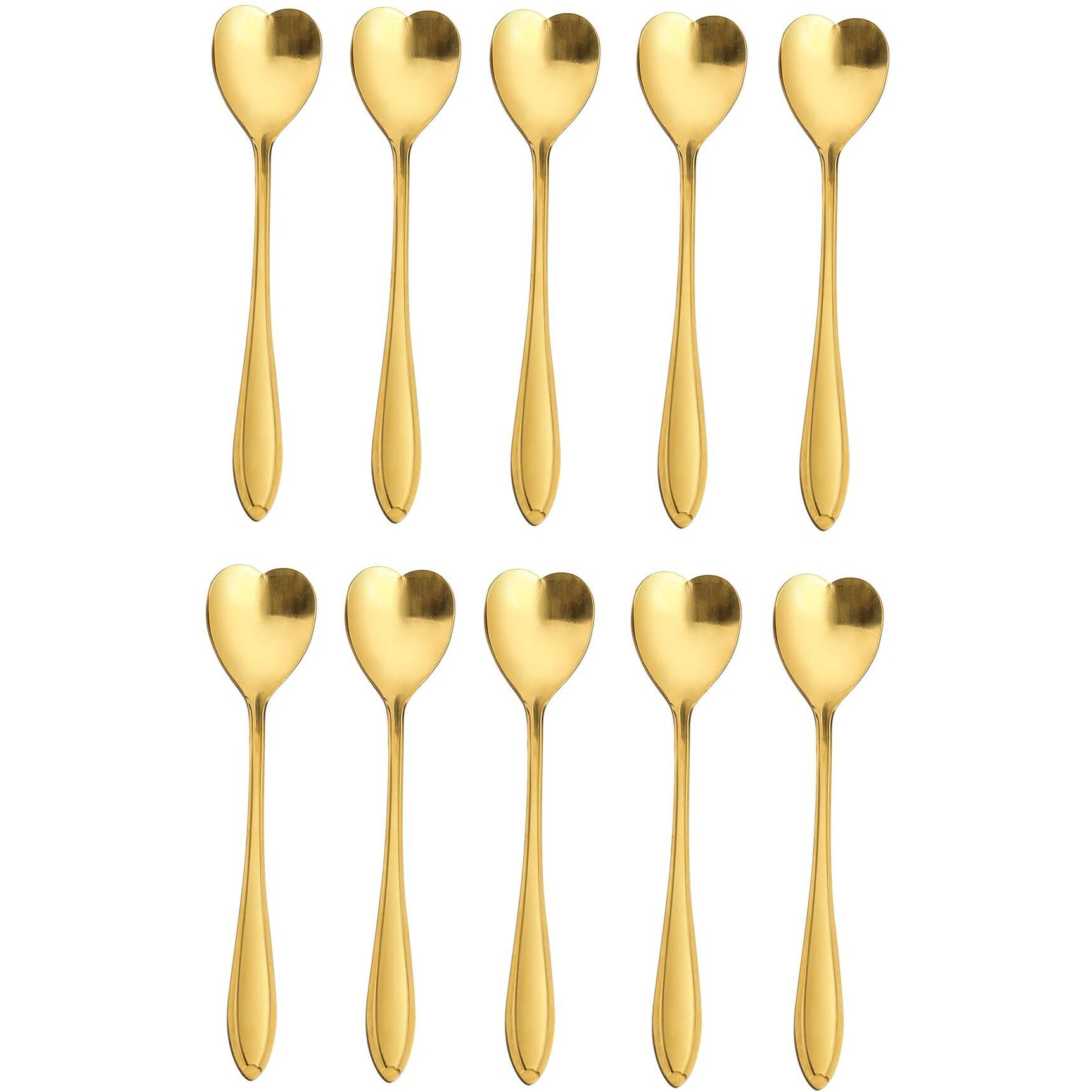 20 Pieces Stainless Steel Coffee Spoon Creative Dessert Spoons For Sugar  Stir  Ice Cream  Cake  Teaspoon Set Heart Shaped Spoons Gold
