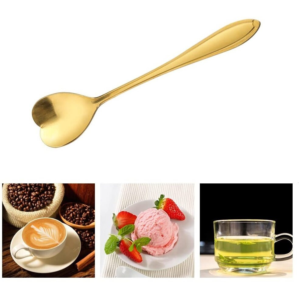 20 Pieces Stainless Steel Coffee Spoon Creative Dessert Spoons For Sugar  Stir  Ice Cream  Cake  Teaspoon Set Heart Shaped Spoons Gold
