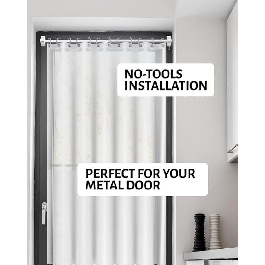 Skywin Magnetic Towel Holder For Refrigerator- 1 Pack Towel Holder  Magnetic Towel Bar  Magnetic Curtain Rod For Metal Door With Adjustable Length (White)