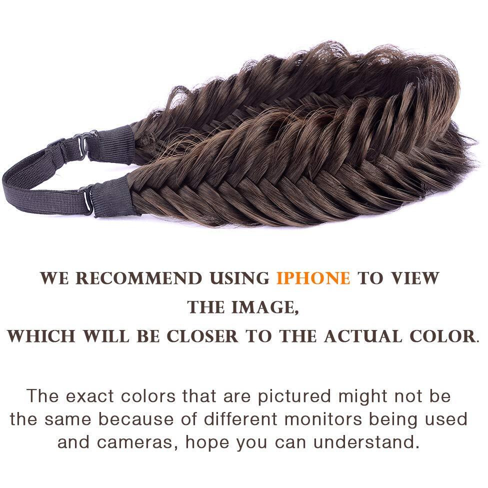 Diguan Wide Fishtail 2 Strands Synthetic Hair Braided Headband Classic Chunky Plaited Braids Elastic Stretch Hairpiece Women Girl Beauty Accessory 59G (Brunette Brown)