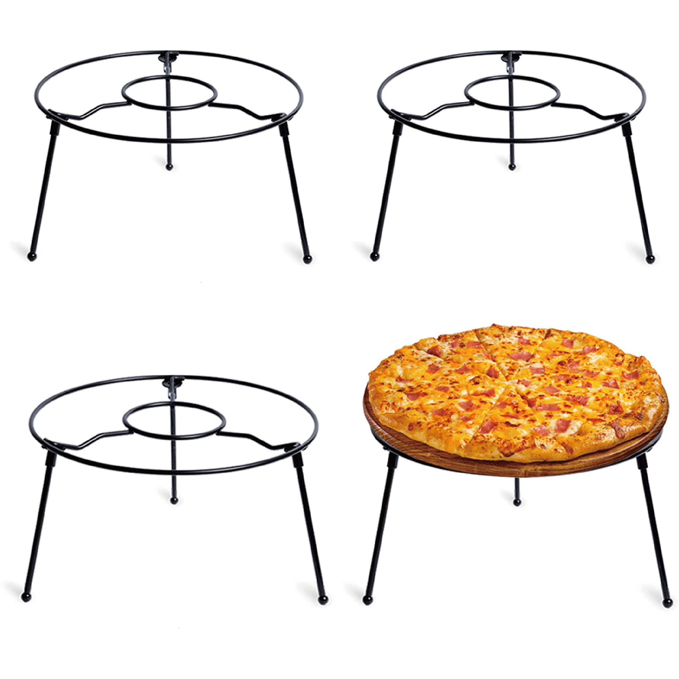 Hohiya 4 Pcs 9 Inch Pizza Stand Holder Riser Display Serving For Tables Party Width For Restaurant Home Iron Black Taiwan Made