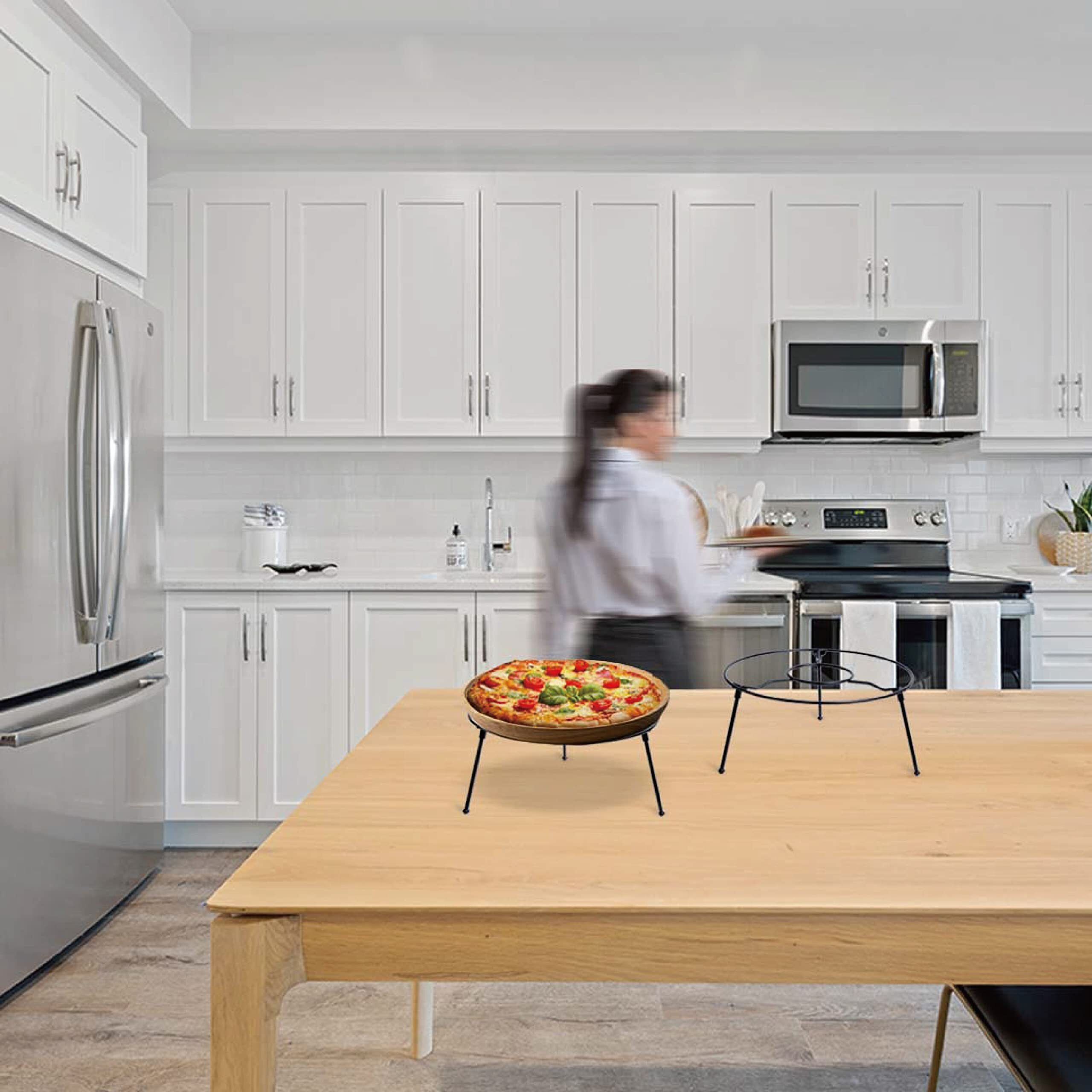 Hohiya 4 Pcs 9 Inch Pizza Stand Holder Riser Display Serving For Tables Party Width For Restaurant Home Iron Black Taiwan Made