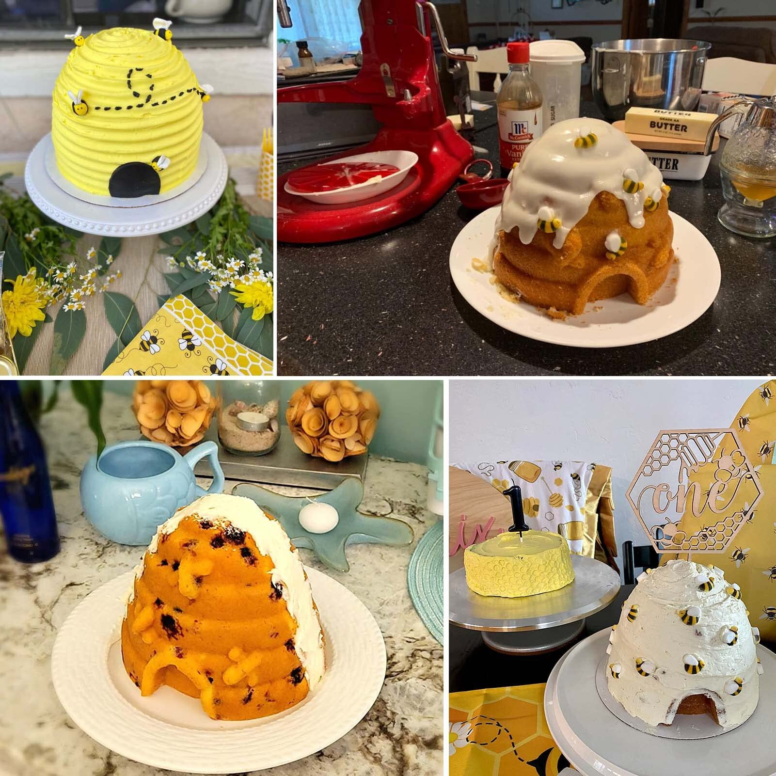 Vodolo Large Beehive Silicone Cake Mold/Bee Hive Cake Pan  Nonstick Bakeware For What Will It Bee Baby Shower Gender Reveal Party Decorations