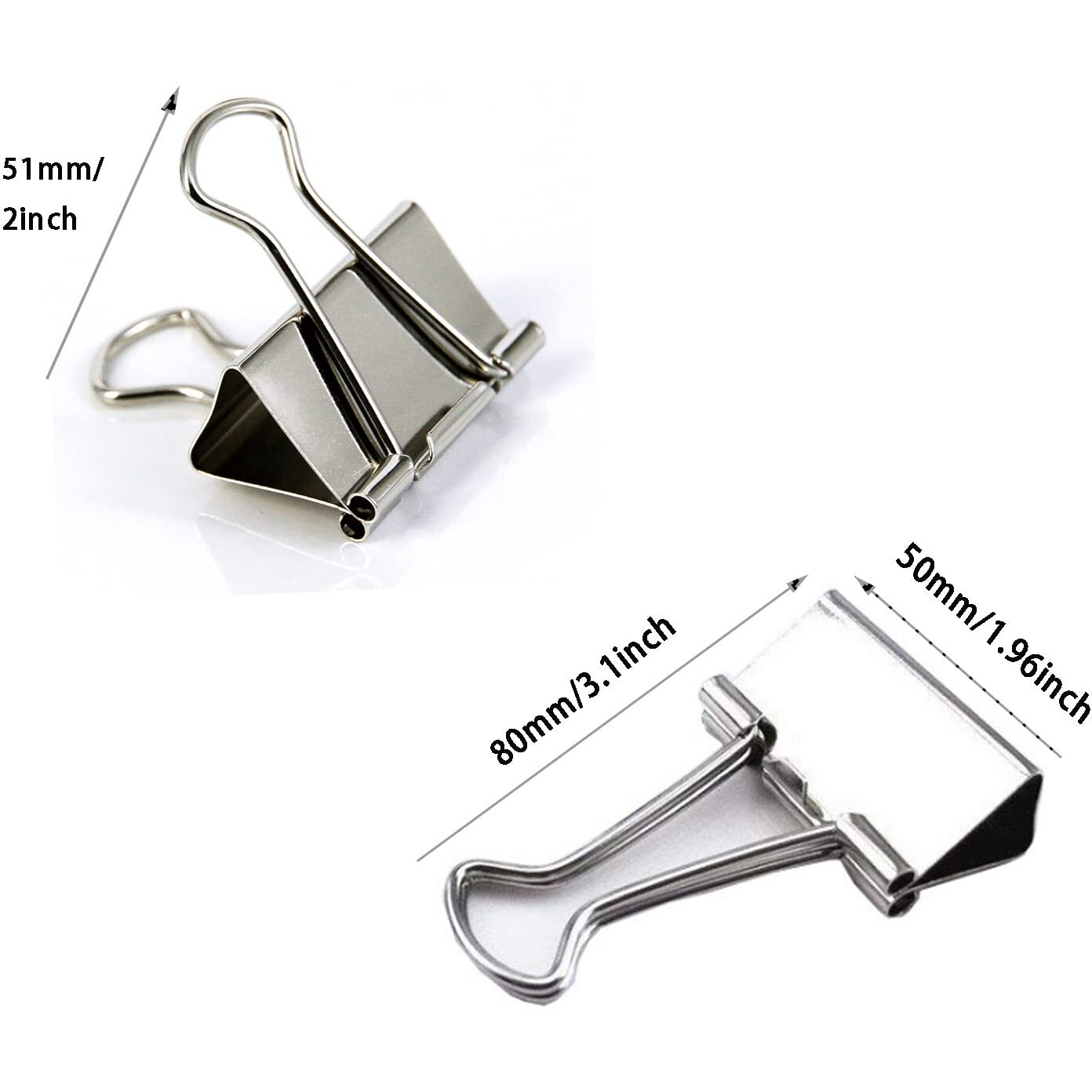 Extra Large Binder Clips 2 Inch (40 Pack)  Big Paper Clamps For Office And Home Supplies  Silver