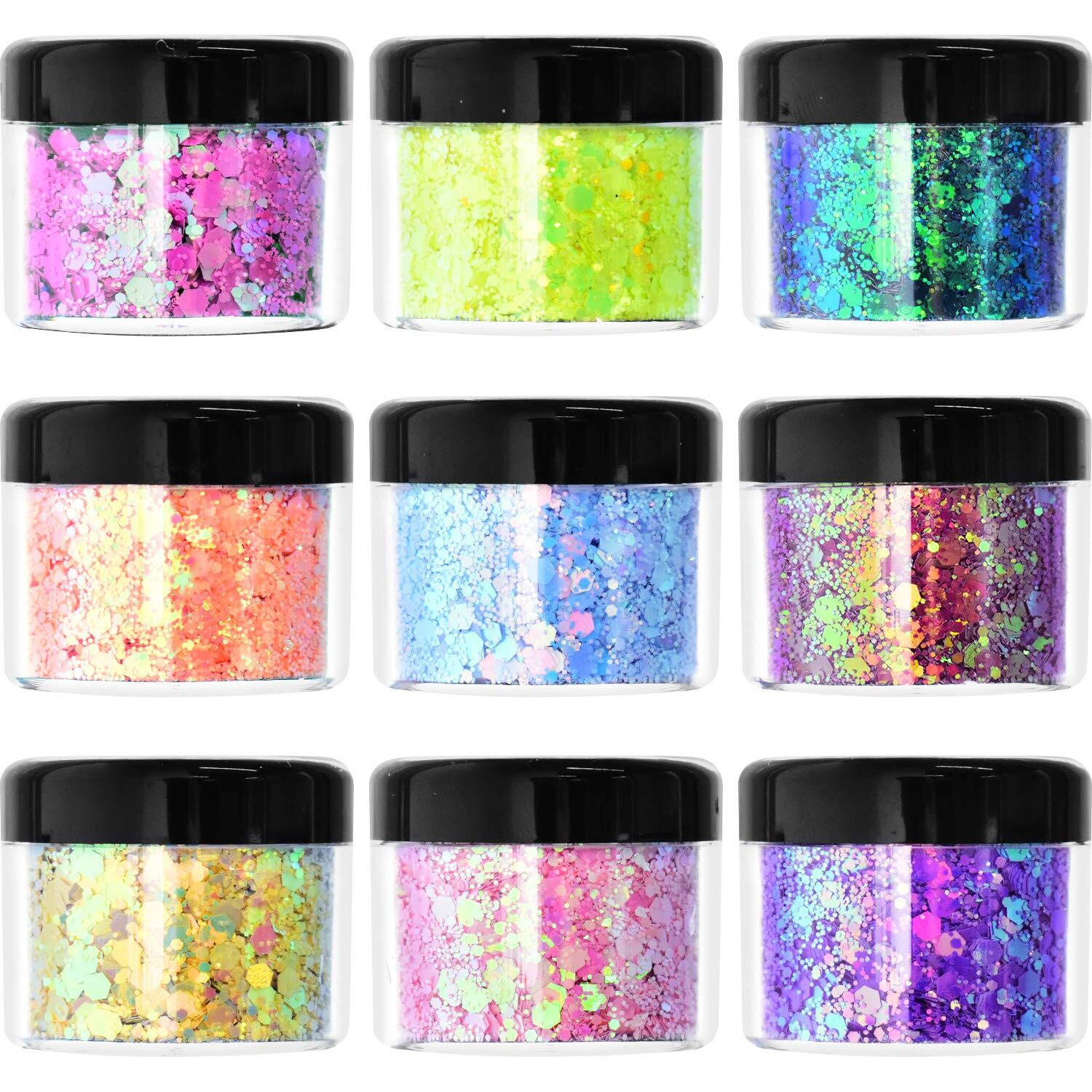Body Glitter Wenida 9 Colors 190G Holographic Iridescent Cosmetic Festival Makeup Chunky Powder For Nail Hair Eye Face