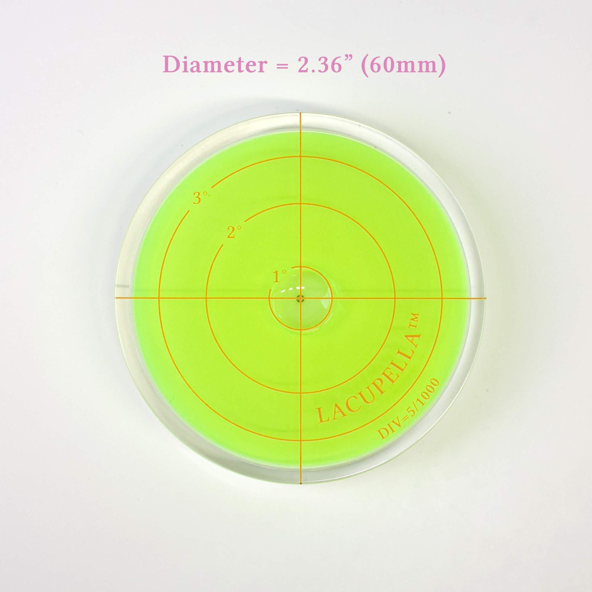 Lacupella Round Bubble Level For Use With Buttercream Acrylic Disk To Achieve Perfectly Level Tiered Cake Design In All Direction - 2.35"" (60Mm) Diameter