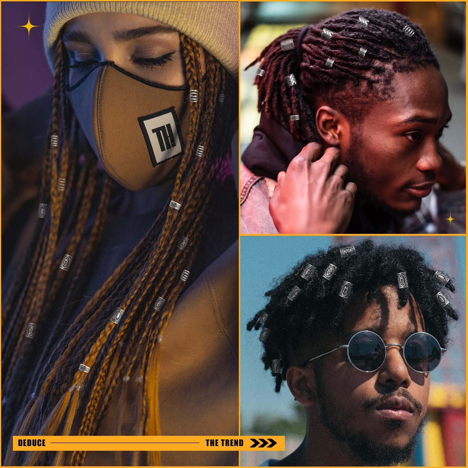 Viking Hair Beads Set (76Pcs) Metal Silver Clips  Cuffs  Coils And Rings For Men's Dreadlocks  Braids  Beard Decoration