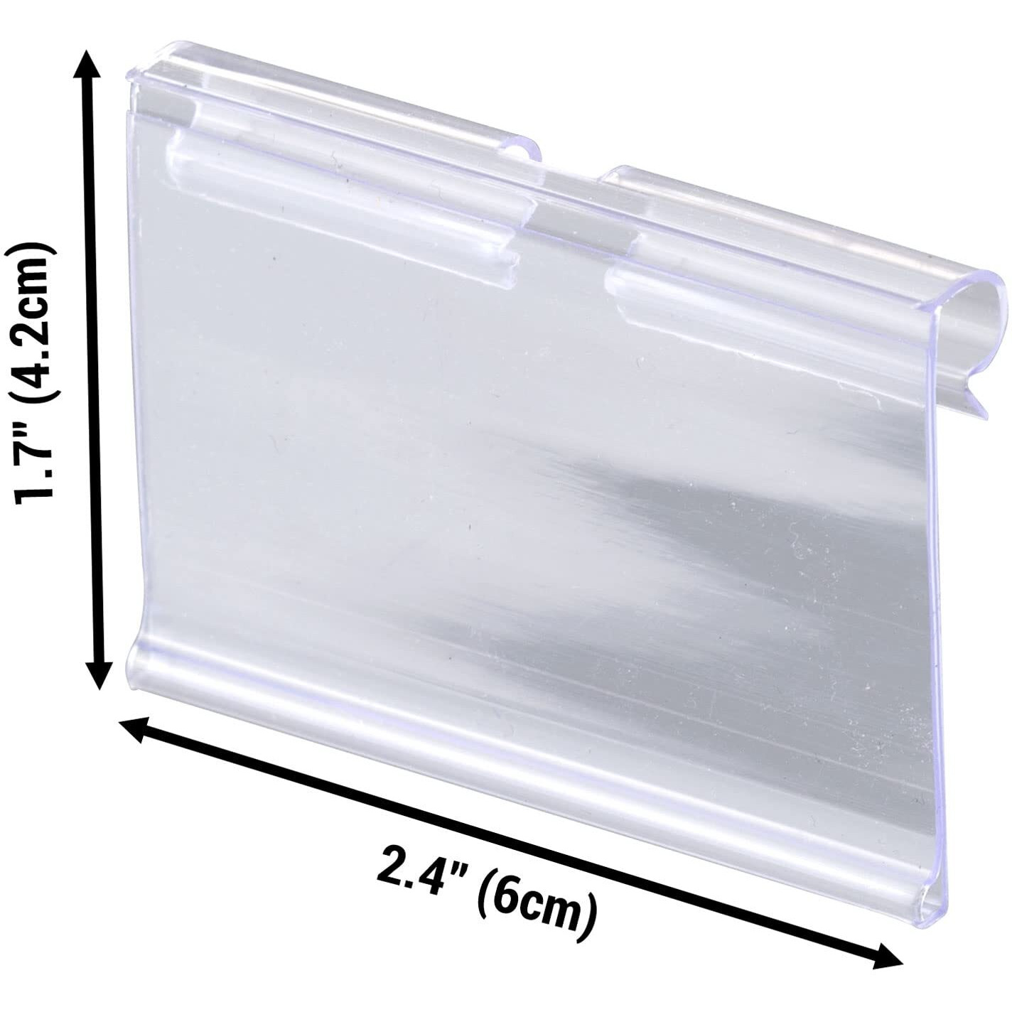 50 Pack Plastic Label Holders Clear Wire Shelf Label Holder Retail Price Card Clip On Merchandise Sign Display Tag Clips For Retail Shop Pantry Store Supermarket Wire Shelf Storage Basket Bin 6X4.2Cm