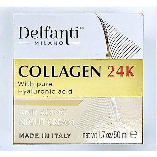 Delfanti-Milano  Collagen 24K  Anti-Aging Night Cream  Face And Neck Moisturizer With Pure Hyaluronic Acid  Made In Italy