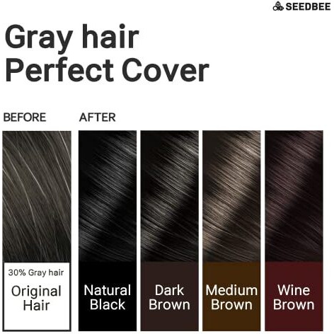 Seedbee Natural Black Water Coloring Hair Dye Powder Mix  32 Herbal Ingredients For Healthy And Shiny Hair (1.0582 Ounce  3 Pouches  Powder  Demi-Permanent  All Hair Colors)