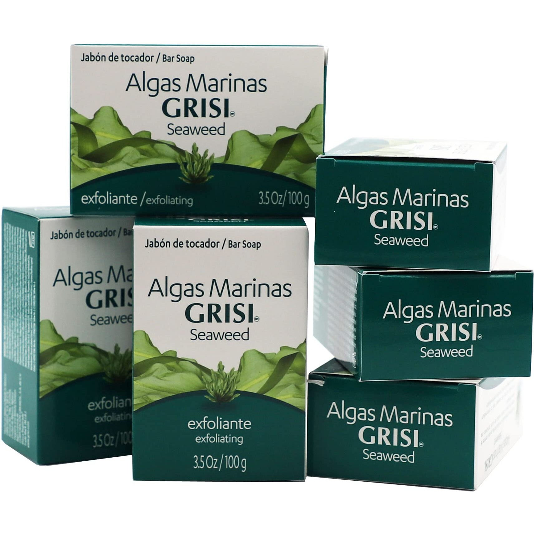 Grisi Seaweed Soap  Cleansing And Exfoliating Soap With Seaweed  Helps You Unclog Pores  Stimulate Circulation  Eliminates Toxins  Firming Benefits  6-Pack Of 3.5 Oz Each Soap  6 Soaps