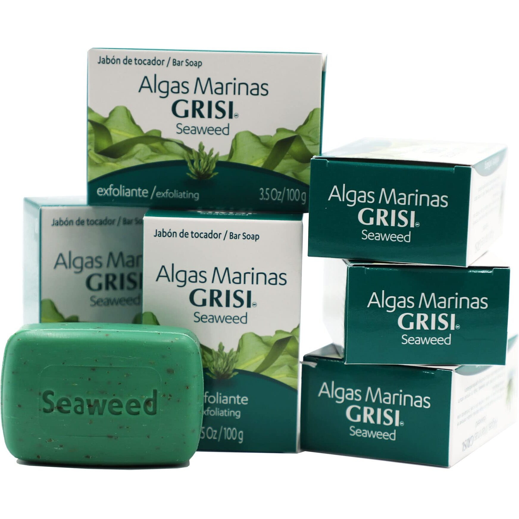 Grisi Seaweed Soap  Cleansing And Exfoliating Soap With Seaweed  Helps You Unclog Pores  Stimulate Circulation  Eliminates Toxins  Firming Benefits  6-Pack Of 3.5 Oz Each Soap  6 Soaps