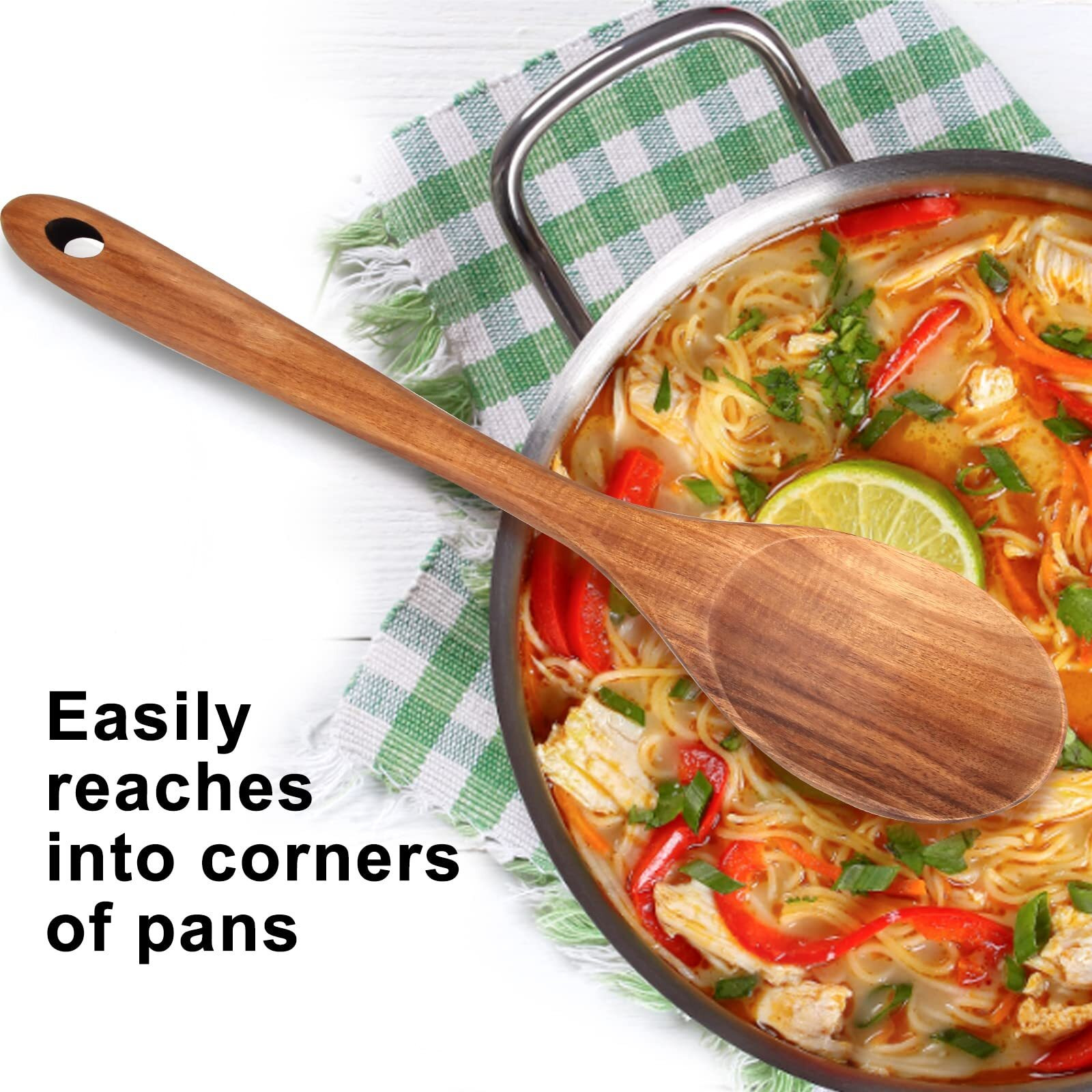 14 Inch Large Wooden Spoon For Cooking Mixing Spoon Serving Spoons Big Non Stick Wood Spoon Spatula Long Handle Spoon Stirring Cooking Spoon