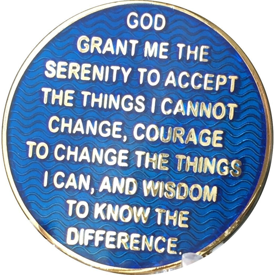 Recoverychip 21 Year Aa Medallion Dusty Blue Color Gold Plated Chip Xxi