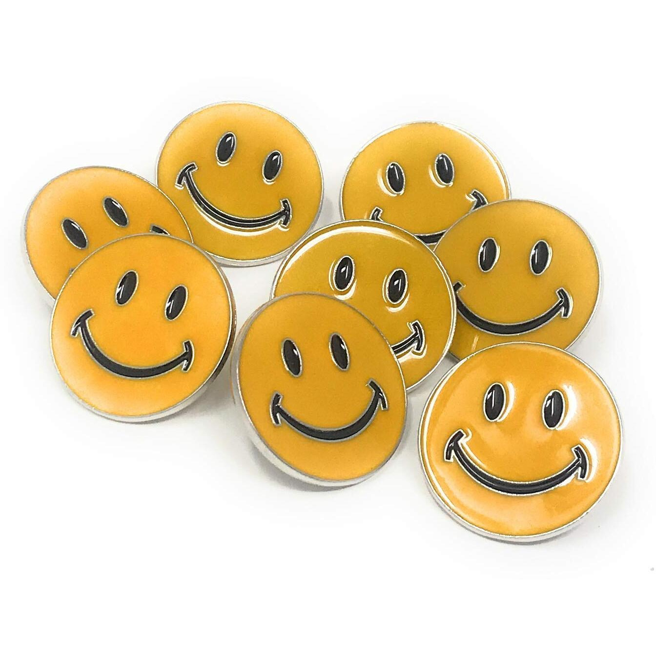 Bulk Deluxe 50 Pack Of Happy Face Lapel Pins - Enamel On Zinc Alloy With Rubber Backing