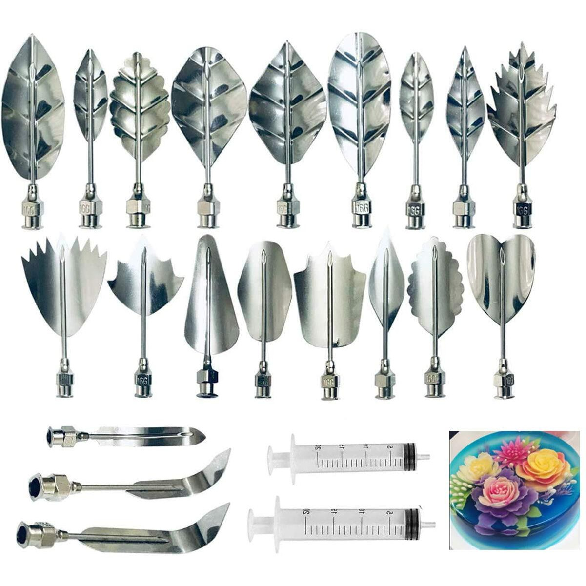 Andrsan Gelatin Jelly Art Starter Kit  3D Flower Cake Decorating Tool  Set Of 20 Piece Diy Needle Tips Pastry Tools