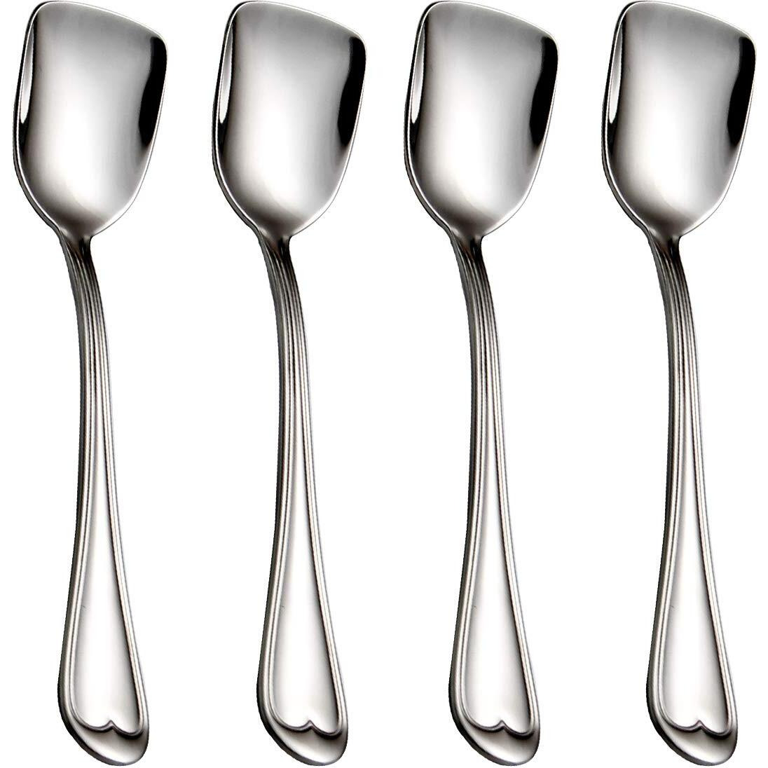 Dessert Spoons  Square Head Spoons  18/10 Stainless Steel Spoon Set Of 4 Ice Cream Spoons  Stirring Spoon For Tea  Dessert  Sugar