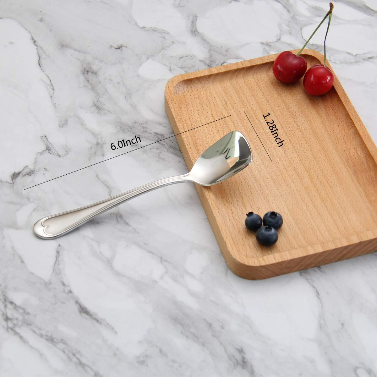 Dessert Spoons  Square Head Spoons  18/10 Stainless Steel Spoon Set Of 4 Ice Cream Spoons  Stirring Spoon For Tea  Dessert  Sugar